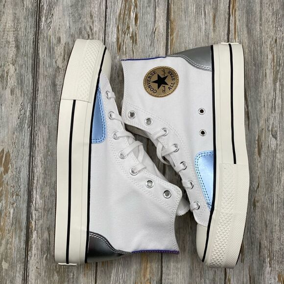 Women’s Converse All Star Lift Platform Chrome Sneaker Shoes Size 10 - Picture 5 of 15